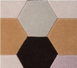 A close up of the hexagonal pattern in a tile.