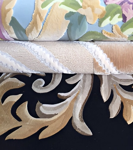 A close up of the fabric on a bed